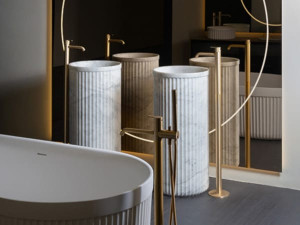 Мраморная круглая отдельно стоящая раковина