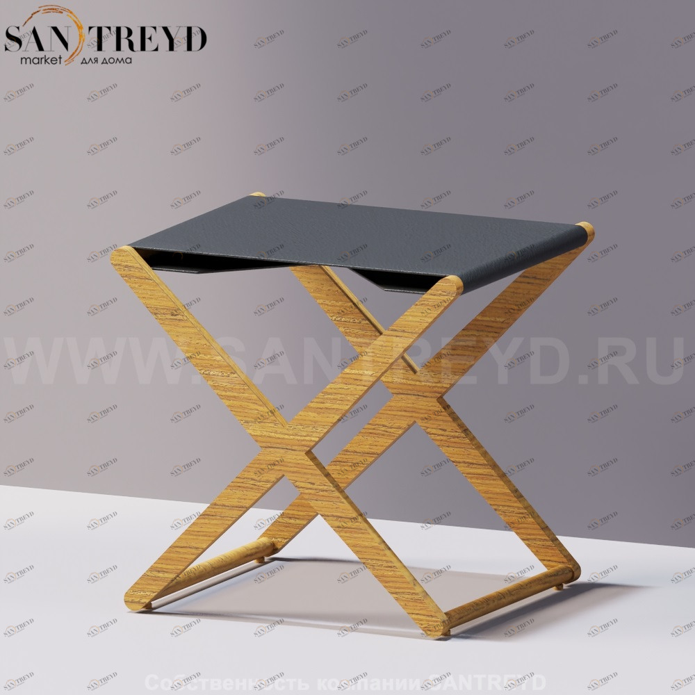 Agape X Стул с сиденьем из черной кожи под тик ACOM0538TTNE