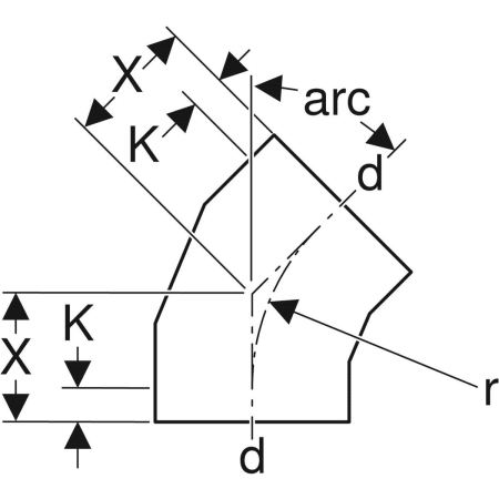 371.015.16.1 Отвод сегментный Geberit PE Geberit  - Вид №2
