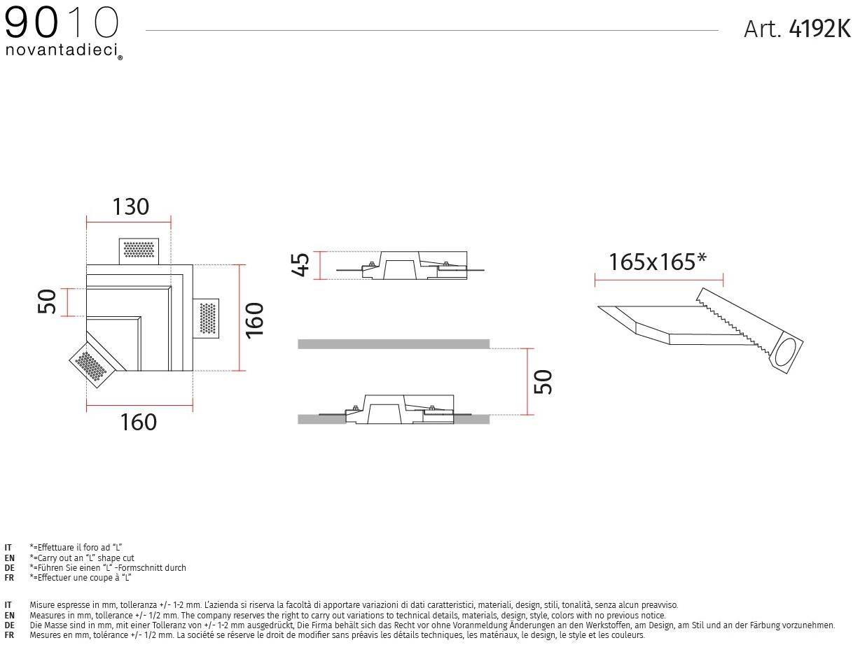 9010 novantadieci Встраиваемый потолочный светильник led cristaly®  4192k  - Вид №1