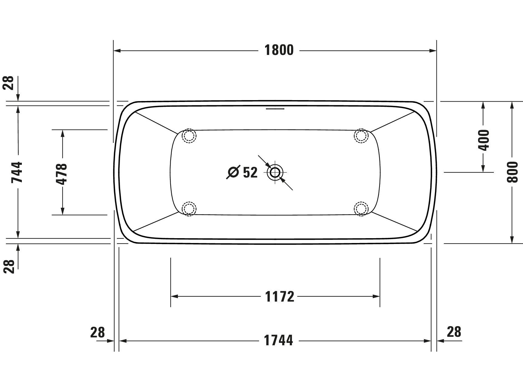 Полимерная прямоугольная ванна для ванной комнаты Duravit Qatego ARCH-00030492 - Вид №6