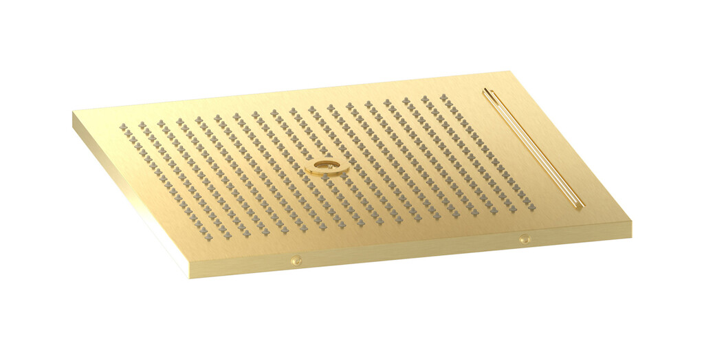 Полувстроенный верхний душ с режимами - дождь, водопад и хромотерапия WE ARE IB av370is Brushed Pale Gold Aqua