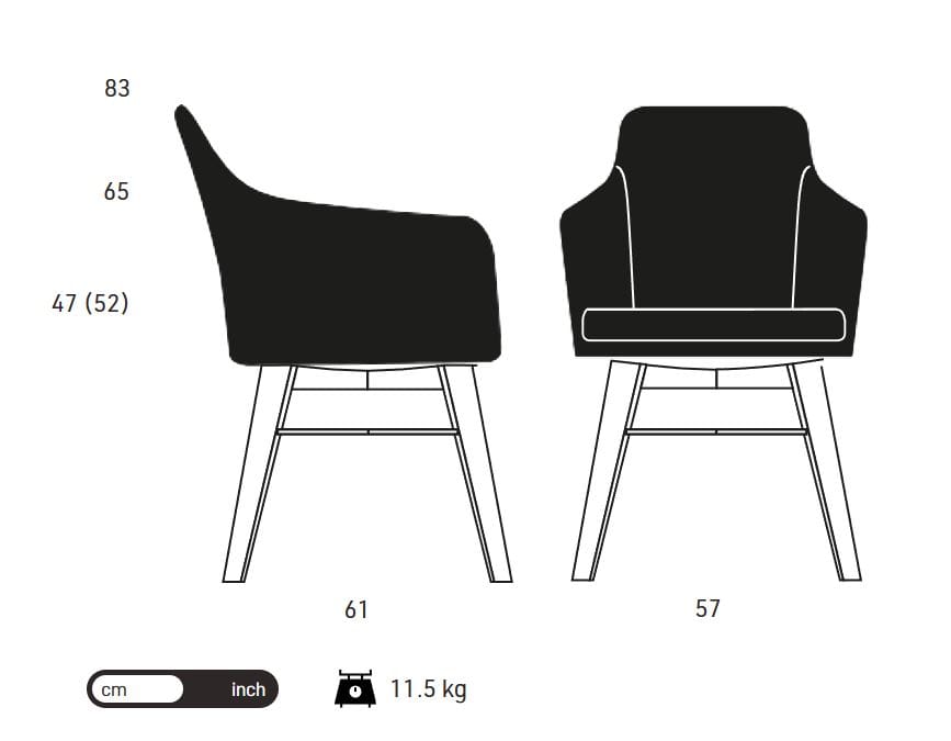 Мягкий стул для ресторана с подлокотниками KFF Youma Casual ARCH-00144474 - Вид №6
