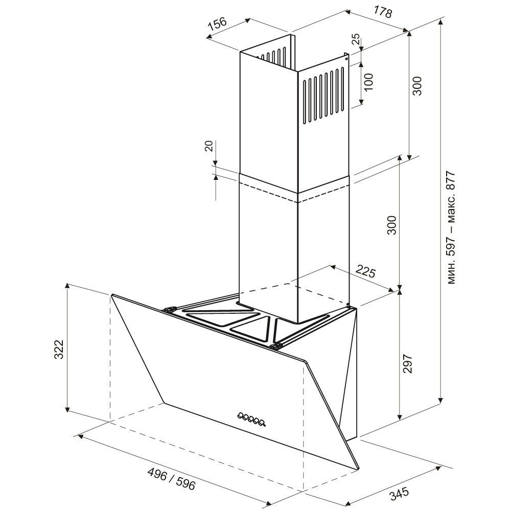 1611854 Вытяжка наклонная KRONA GABRIELE 600 white PB белый STDN-0055740 - Вид №11