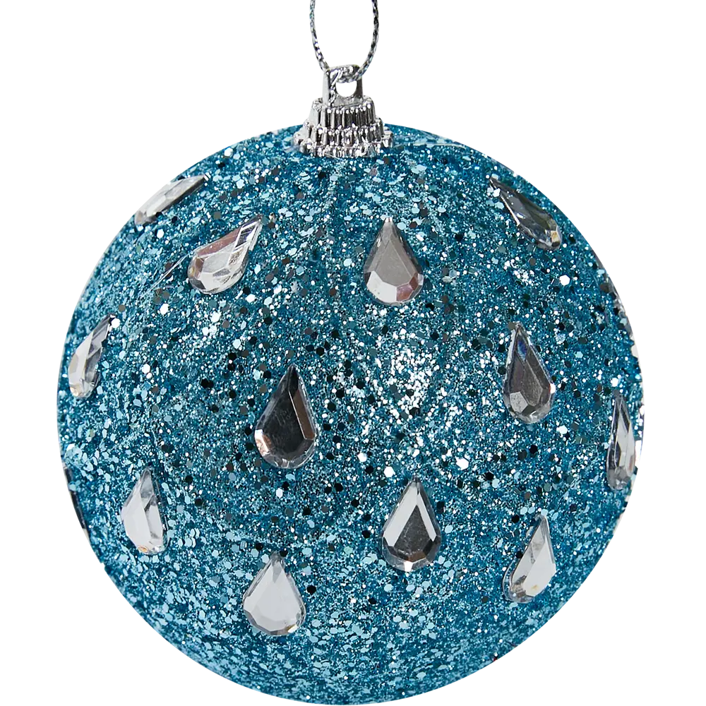 87036330 Елочное украшение Шар с бисером Christmas ø7.8 см цвет синий STLM-1371578 Santreyd  - Вид №1