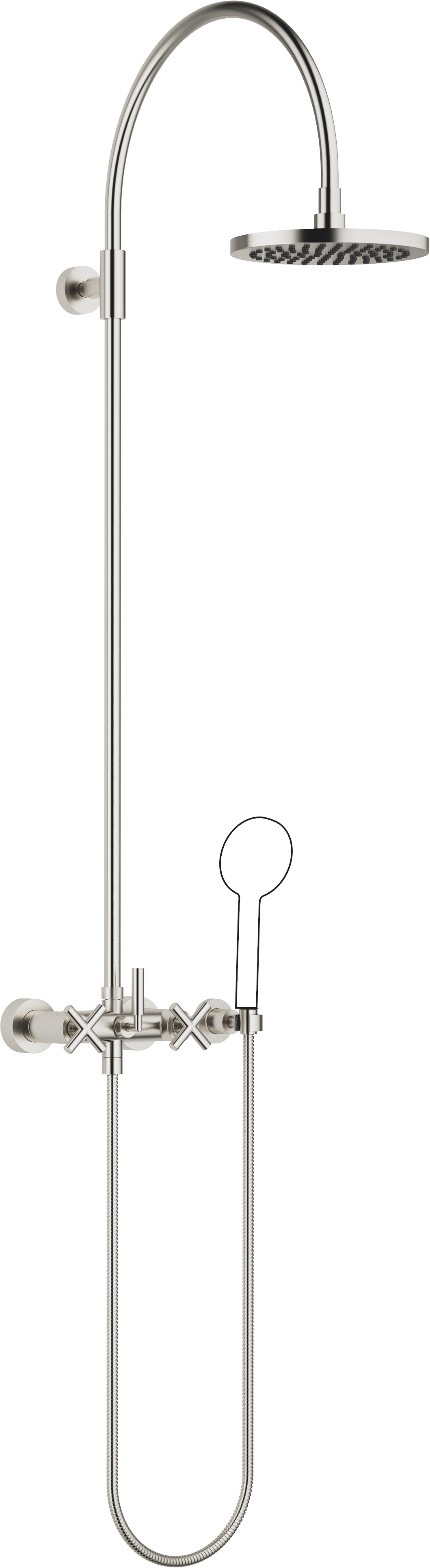 TARA Showerpipe со смесителем для душа без ручного душа FlowReduce 220 мм - матовая платина