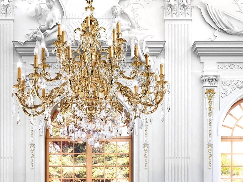 Possoni Illuminazione Люстра из французского золота с каплями swarovski® Wellington 791/12+6+6-sw/g  - Вид №1