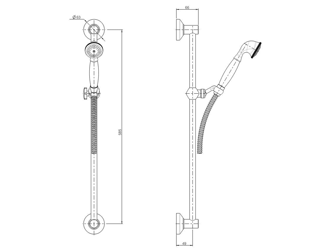 Подъемный стержень с ручным душем Rubinetterie Frattini душевые ARCH-00047539 - Вид №2