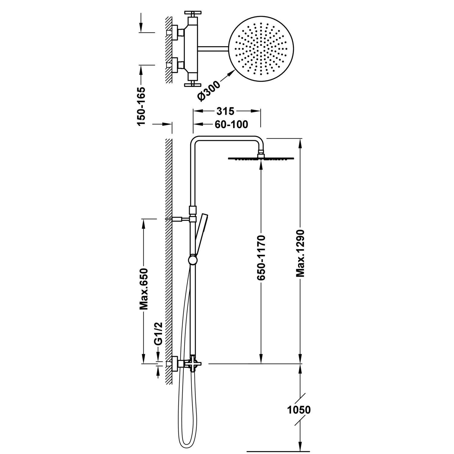 Двухходовой настенный термостатический смеситель для душа TRESMOSTATIC-06321101 TRES Thermostatic - Вид №1