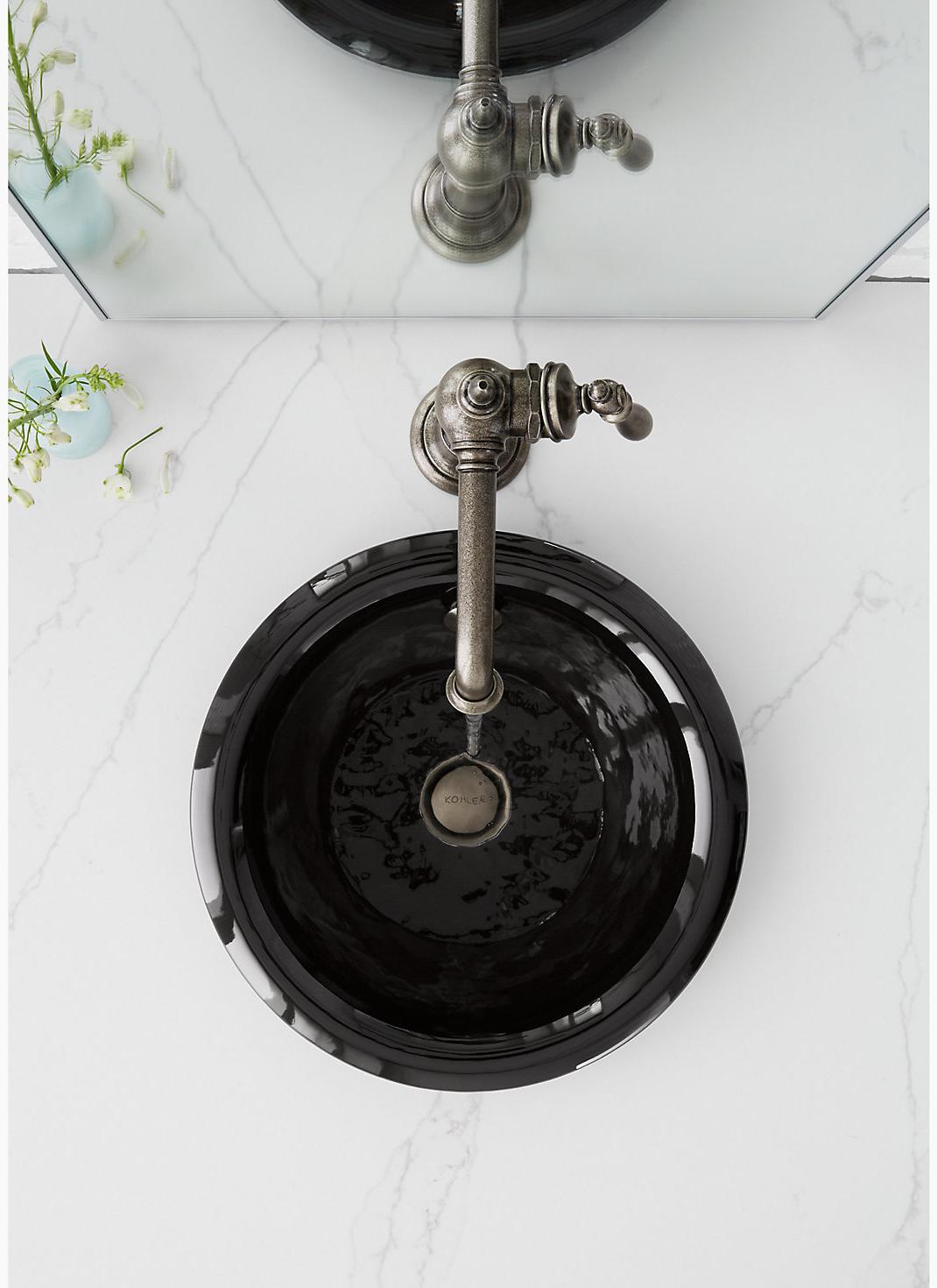 KOHLER Круглая встраиваемая раковина для ванной комнаты Iron Plains с краской Iron Black с нижней стороны K-20211-P5-FF  - Вид №10