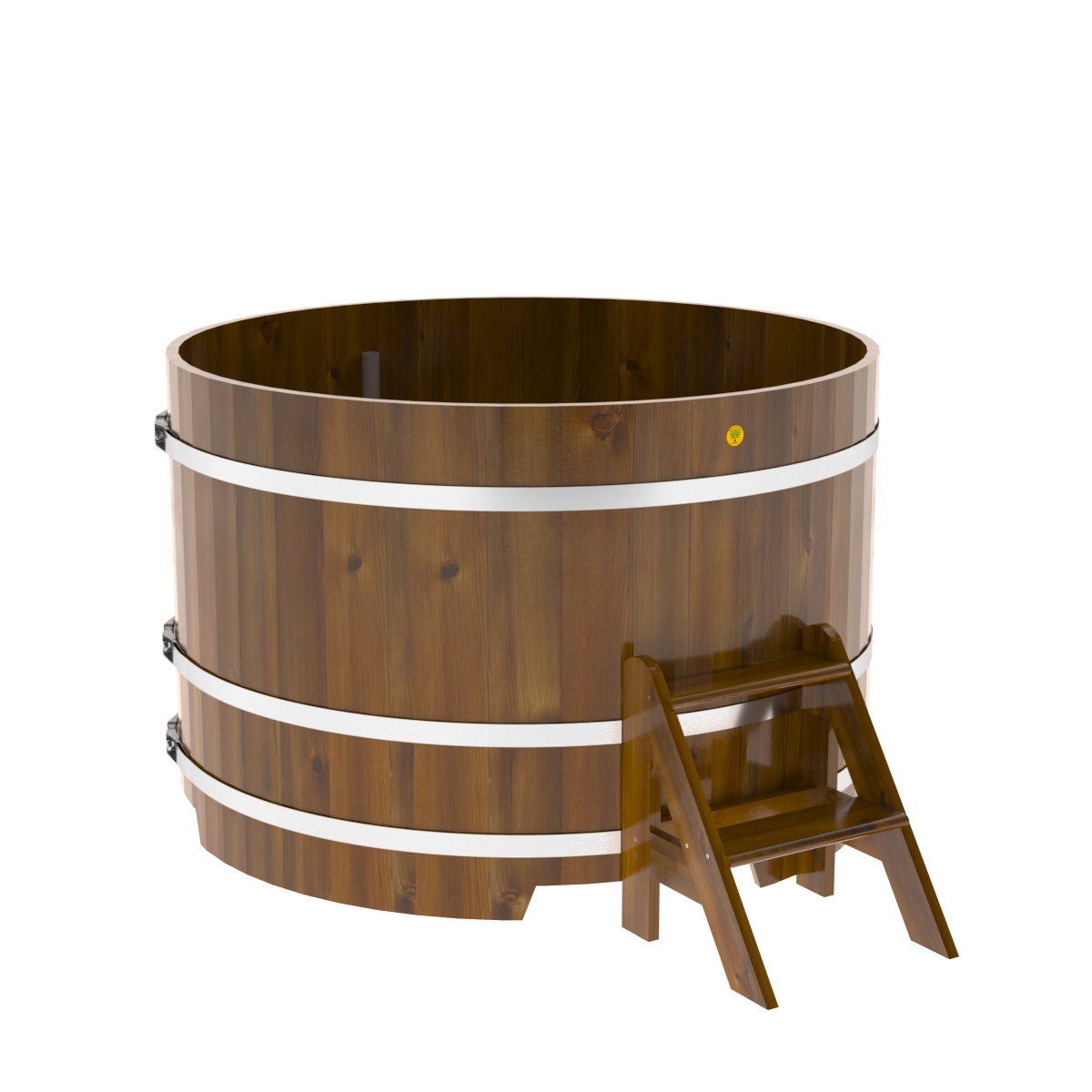 2230 Купель круглая из лиственницы Рустик d=1,50х1,0 морёная Alyarus  - Вид №1