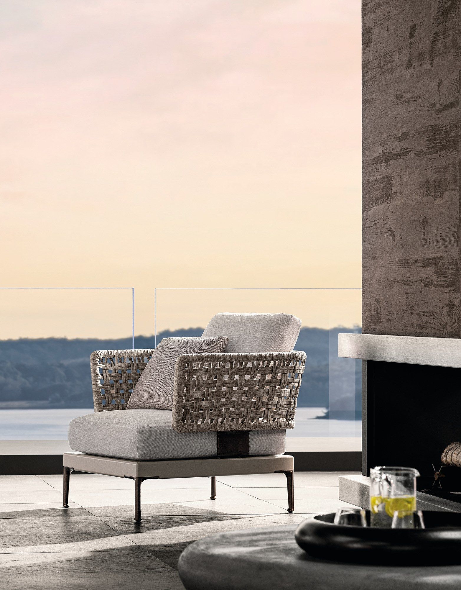 Ткань открытый стул с подлокотниками Minotti патио ARCH-00105283 - Вид №4