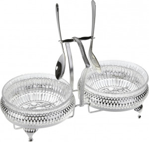 10611712 Queen Anne Набор из 2х вазочек для варенья с ложками Queen Anne, сталь, посеребрение Сталь нержавеющая с посеребрением, стекло