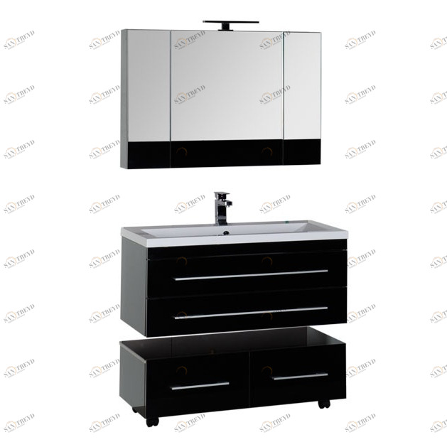 Комплект мебели Aquanet Верона 100 черный (подвесной 2 ящика) 00175468