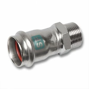 619243G1834 SANHA 19243G пресс.-фит. без силикона ниппель ВПр-НР, нерж.ст. 18x3/4 мм