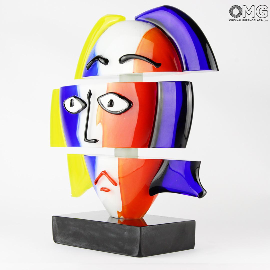 3077 ORIGINALMURANOGLASS Скульптура Голова - Пикассо - муранское стекло OMG 12 см  - Вид №1