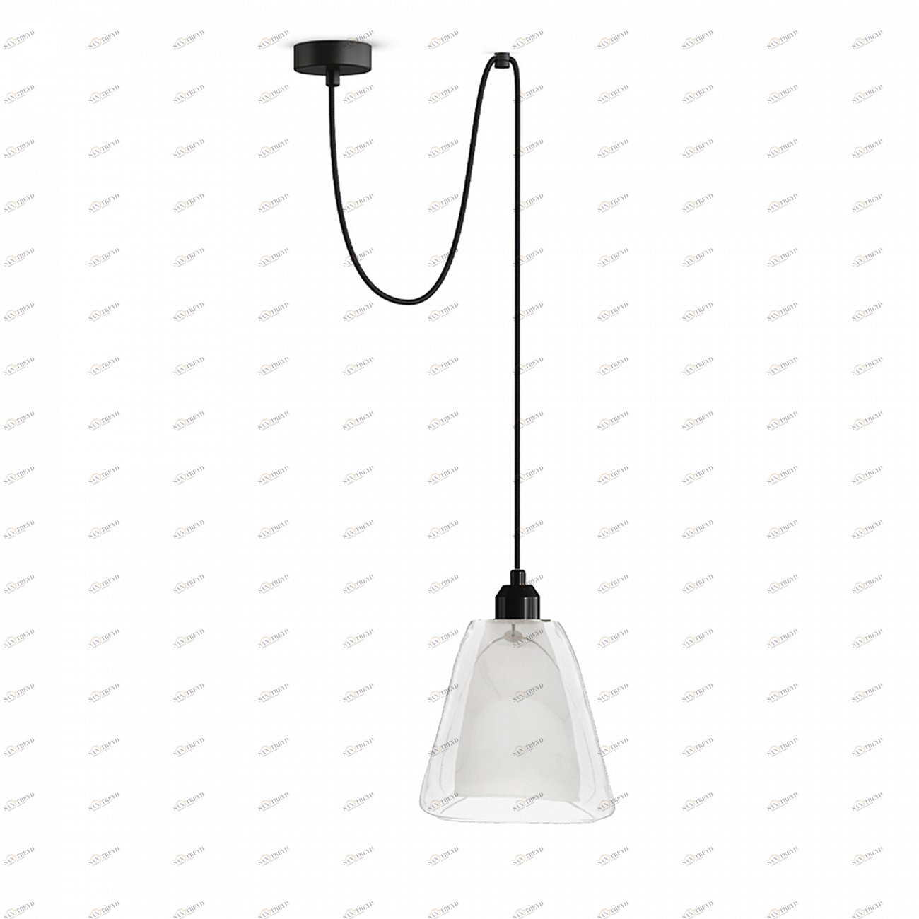 Светильник подвесной с белым плафоном черный PND.105.01.06.003.BL-S.29.TR 33 ИДЕИ  00-3973803 Белый;черный Santreyd 