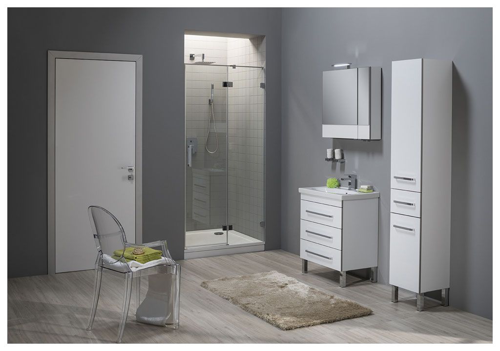 Шкаф-пенал для ванной Aquanet Сиена 35 R белый (напольный) 00189244 - Вид №3