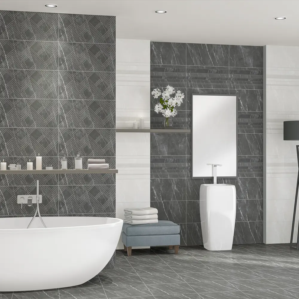 Настенная плитка Azori Hygge Grey в стиле серого бетона 31.5x63 см 82825301 STLM-0036603 - Вид №5