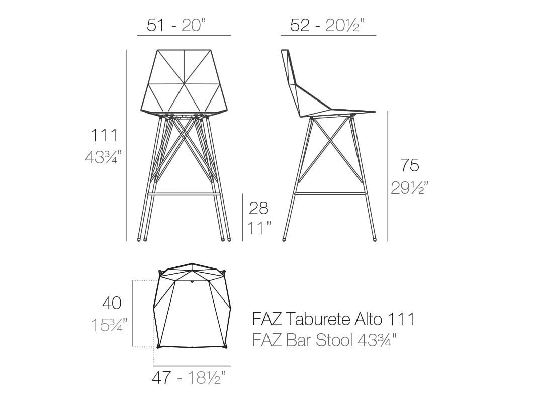 Полипропиленовый барный стул Vondom Faz ARCH-00016780 - Вид №2
