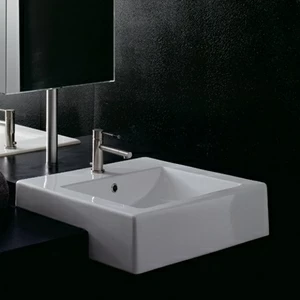 8025/D Полувстраиваемая раковина консольная 50 см белая Scarabeo SQUARE