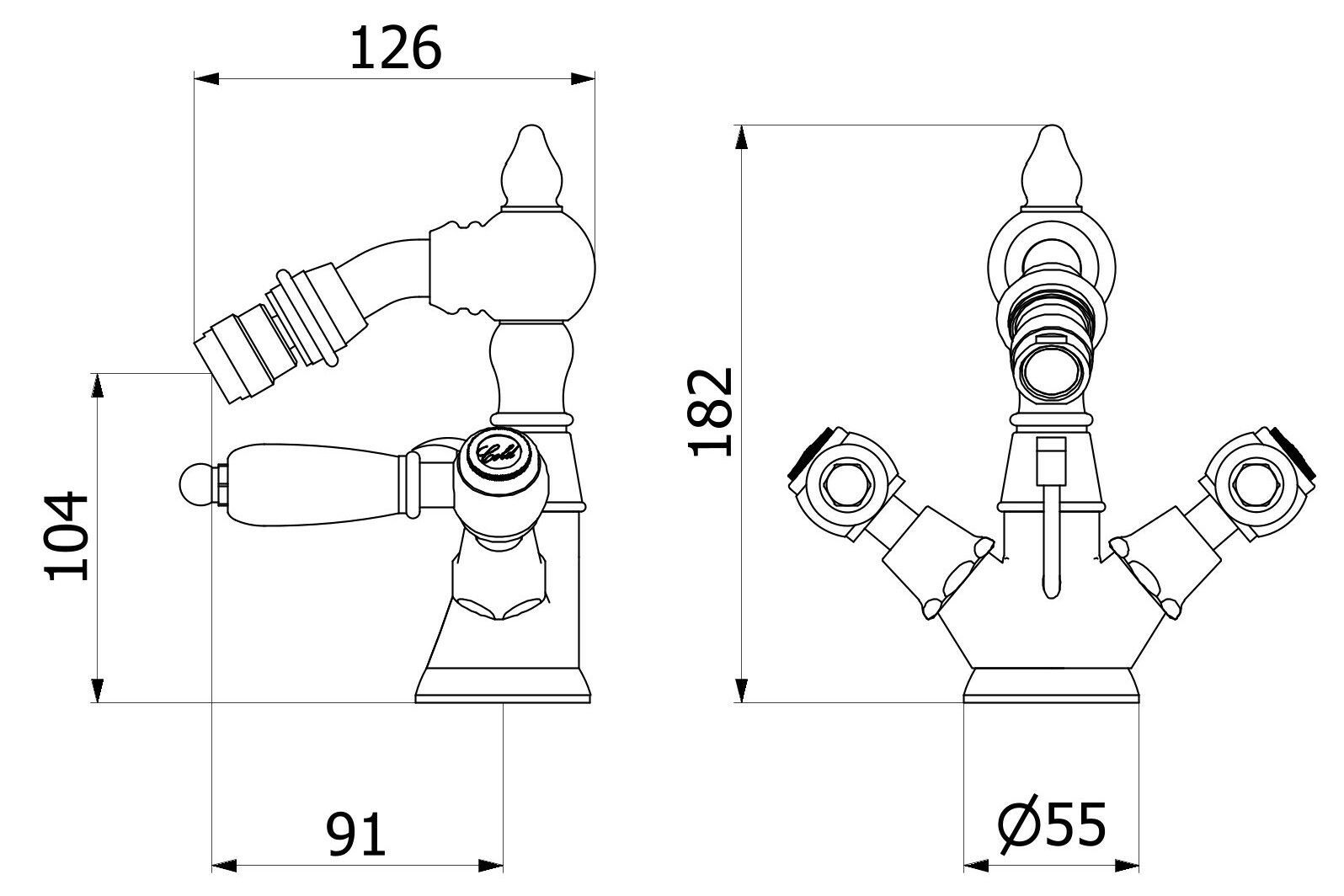 Однорычажный смеситель для биде IB Hermes + Hermes Elle ARCH-00098220 - Вид №8
