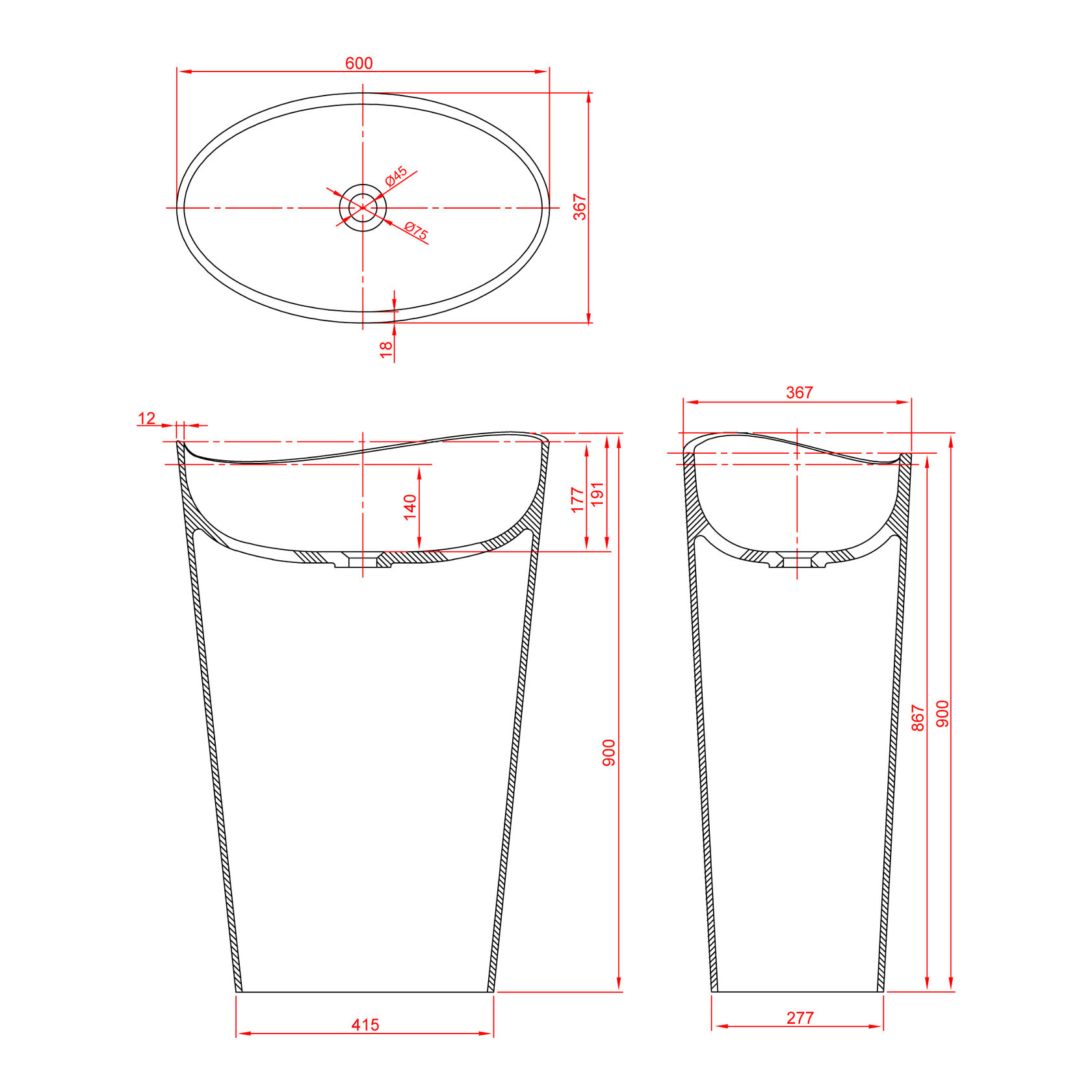 13008 Раковина Onda Grande LAB.Space  - Вид №15