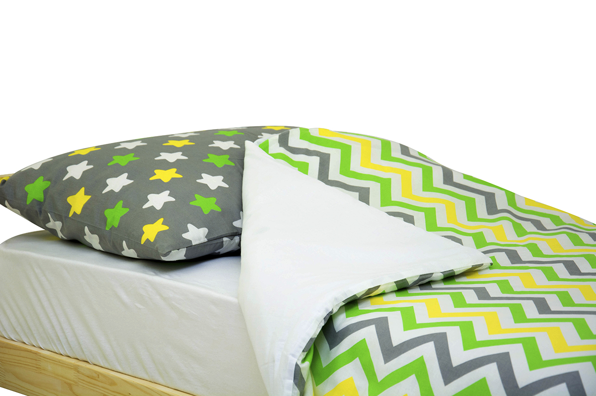 Детское постельное белье "Звезды-зигзаги" желтый, зеленый, белый, фон графит БЕЛЬМАРКО  327390 Зеленый Santreyd  - Вид №2
