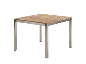 Квадратный садовый стол из нержавеющей стали и дерева