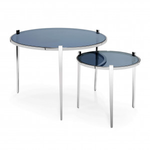 450163-02 ABHIKA НАБОР КОФЕЙНЫЙ СТЕКЛЯННЫЙ КРУГЛЫЙ 2ПК D80 / 48 SILVER