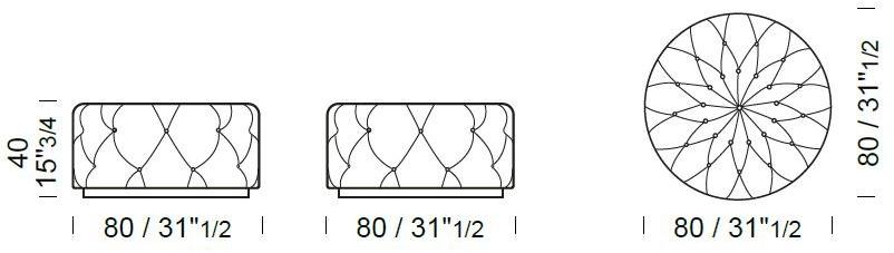 Borzalino Круглый тафтинговый пуф из ткани New kap sun-id-1509528 - Вид №3