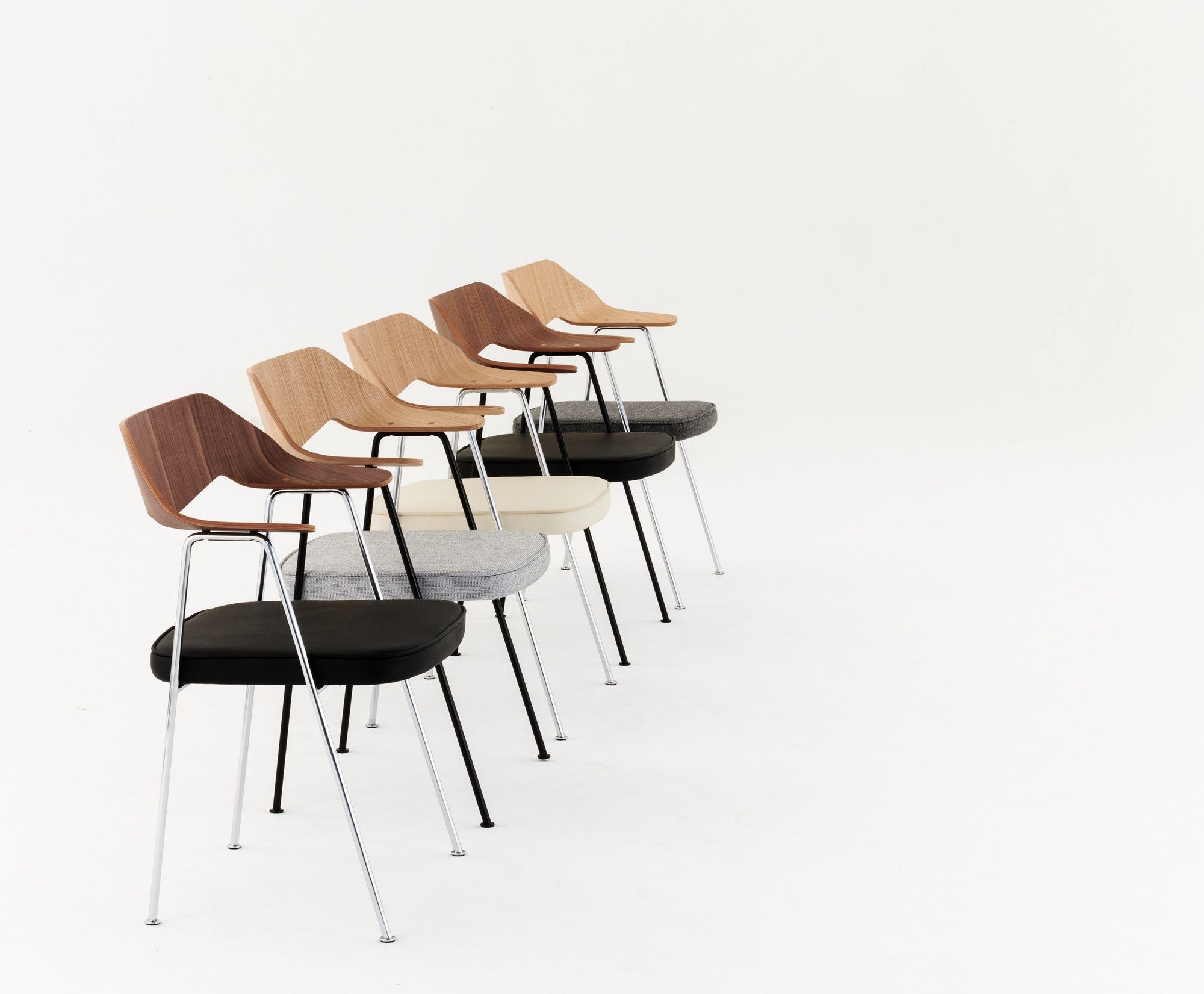 Стул с подлокотниками из ткани и шпона Case 675 ARCH-00055049 - Вид №5