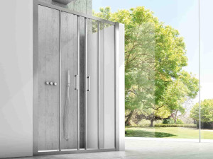 Алюминиевая и стеклянная нишевая душевая кабина с раздвижной дверью