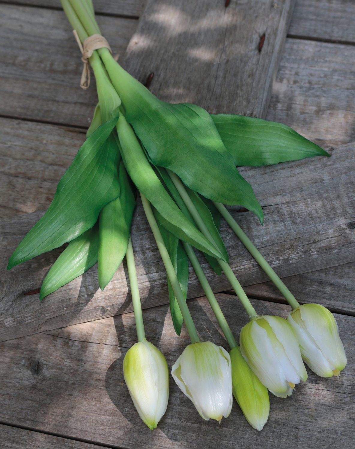 2952 708 a3 Искусственный букет тюльпанов, 5-кратный, 37 см, бело-зеленый H-andreas 