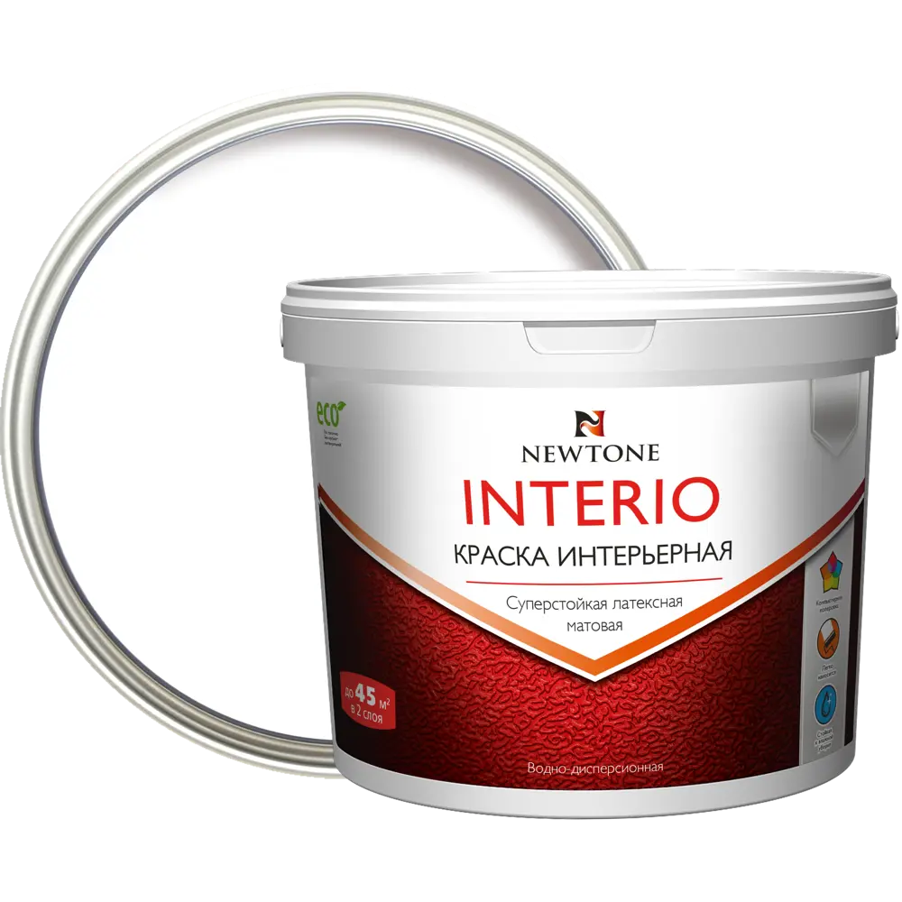 Краска водно-дисперсионная интерьерная Newtone Interio латексная база А 9 л 84439890 STLM-2039487 