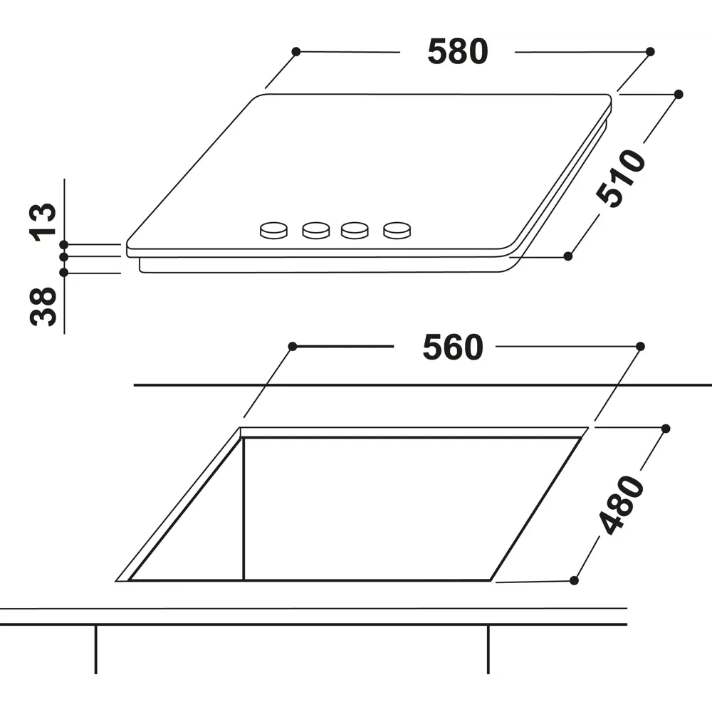 Варочная панель газовая Indesit THP 641 W/IX/I 4 конфорки нержавеющая сталь 82003954 STLM-2074448  - Вид №5