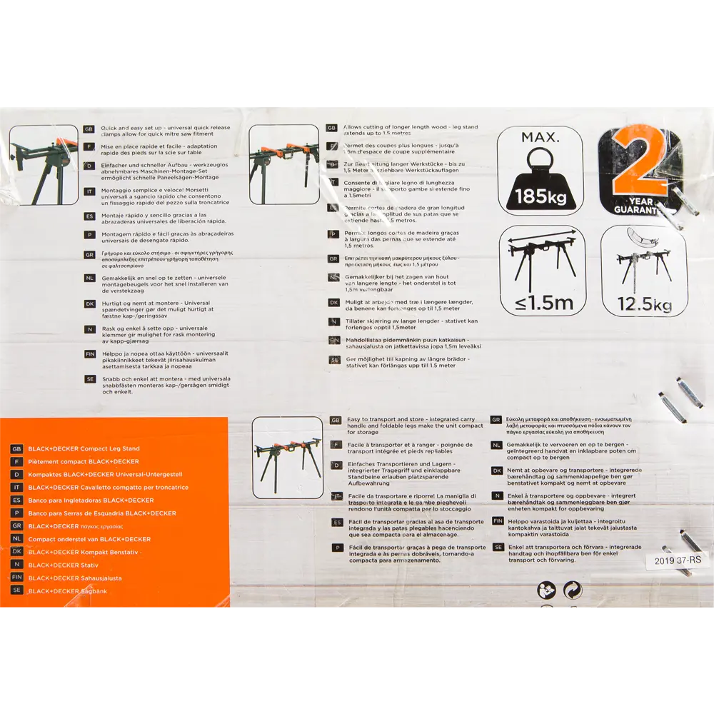 Стол для торцовочных пил Black&Decker BEZ100-XJ, максимальная нагрузка 185 кг BLACK + DECKER STLM-2005057 - Вид №4