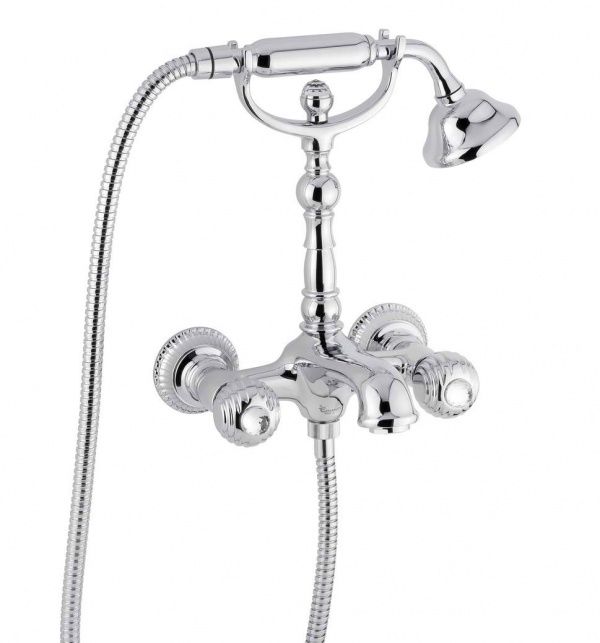 98011SWBR Смеситель The One с ручным душем для ванны. Металлические ручки + прозрачные кристаллы, цвет бронза EMMEVI