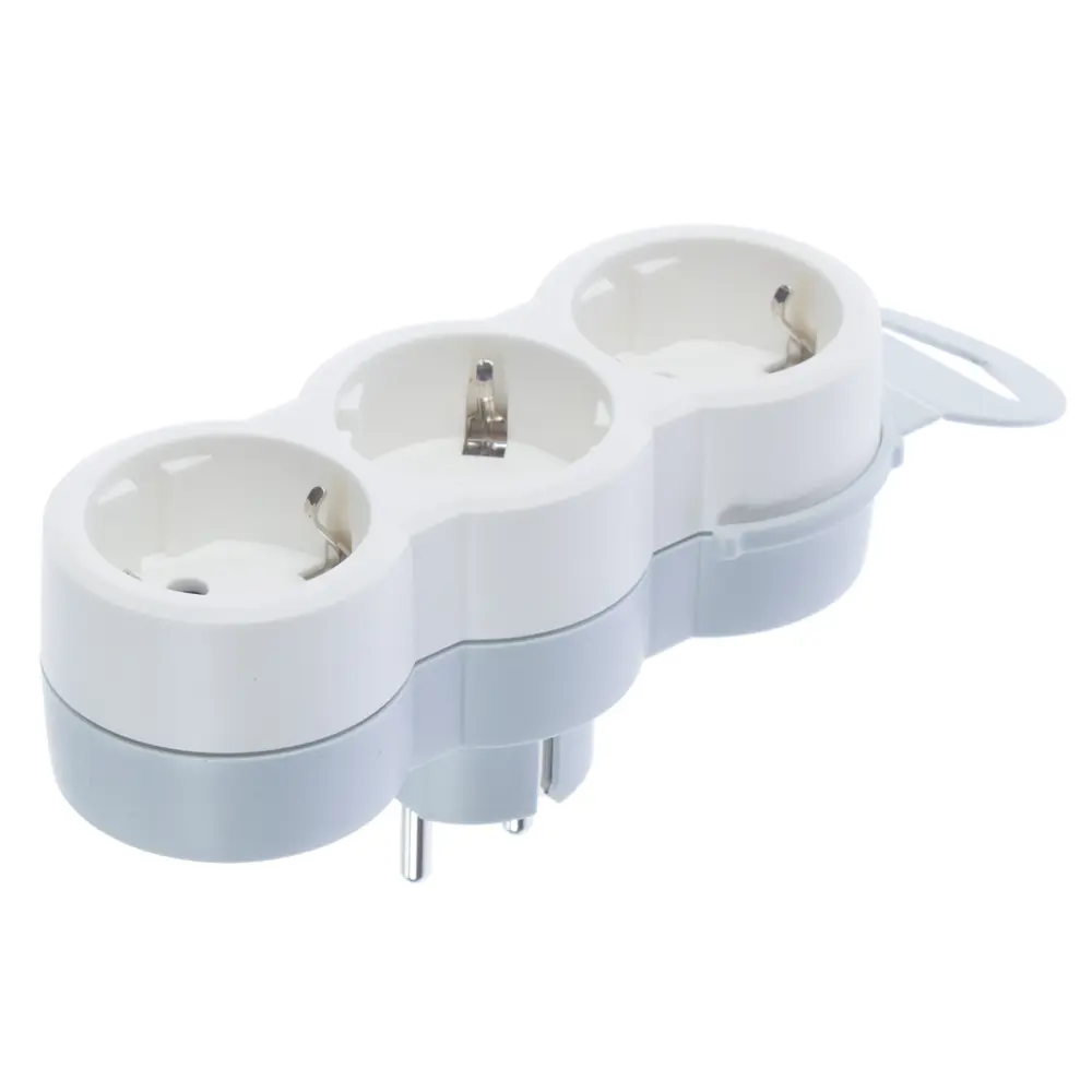 Разветвитель Legrand 3 розетки с заземлением 16 А цвет белый/серый STLM-2190546