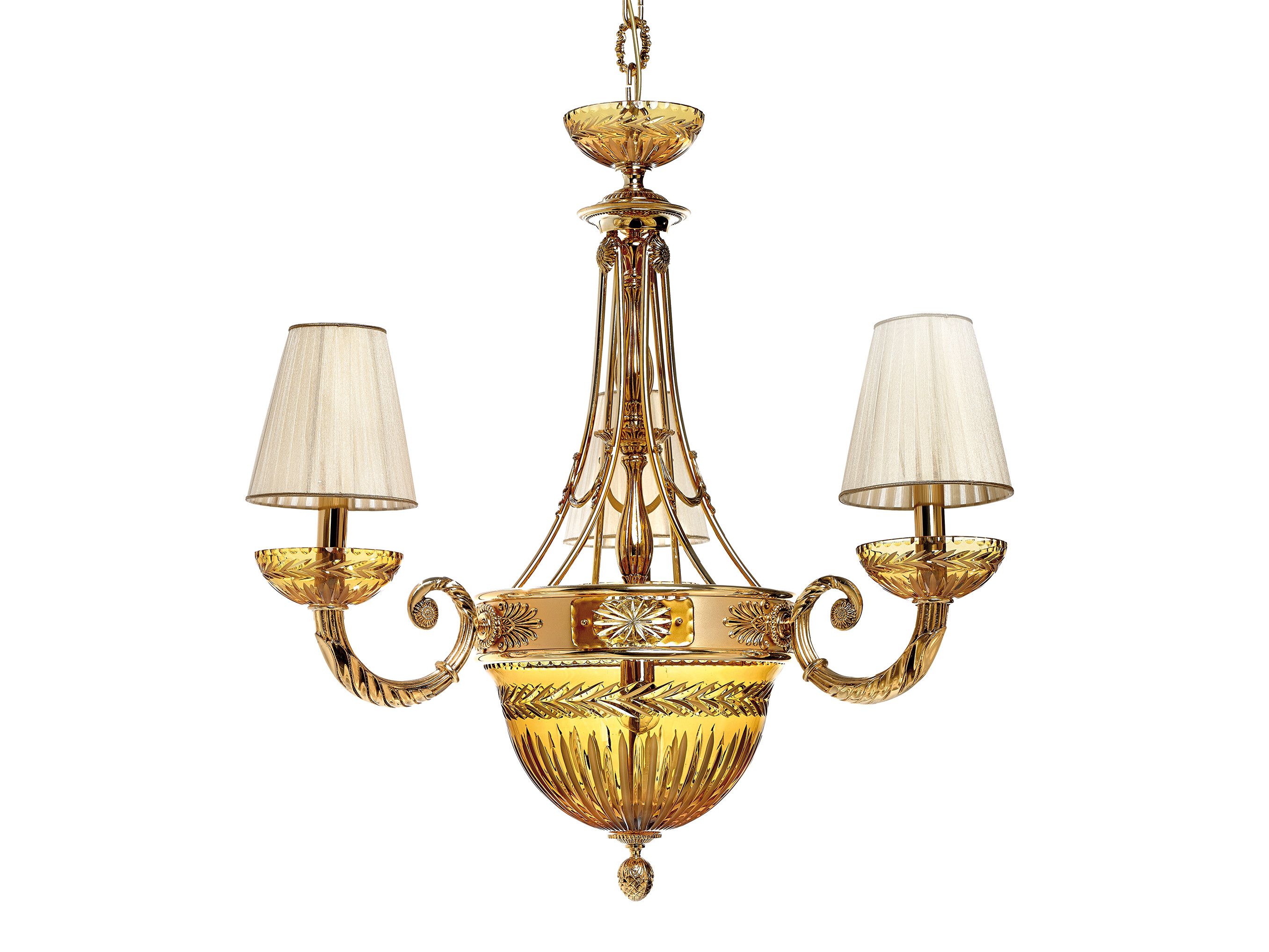 Градиентная золотая люстра с янтарным Кристаллом Possoni Illuminazione ARCH-00076709