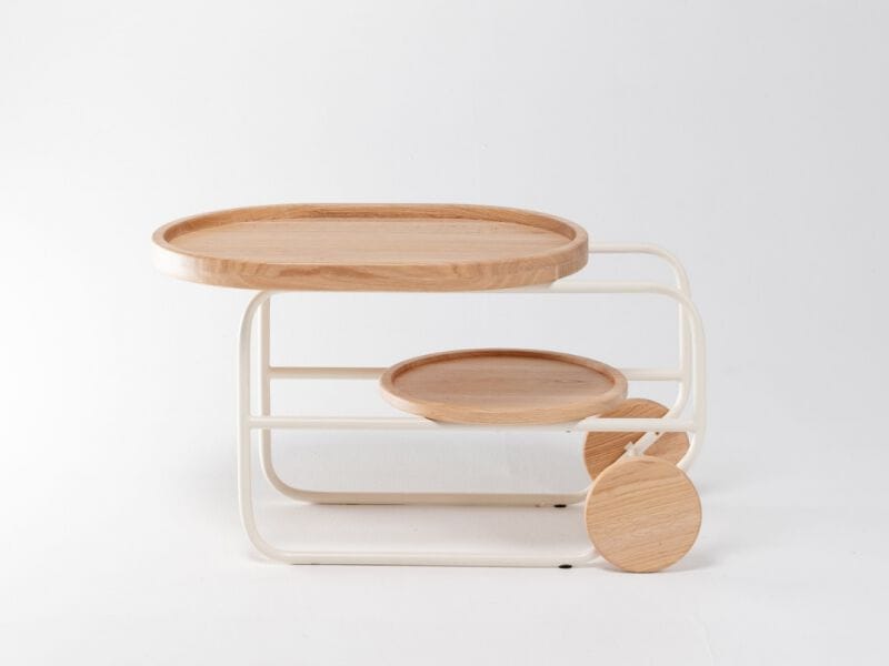 Металлический журнальный столик contract с ясенем и колесами Shishka Project One ARCH-00024403 - Вид №4