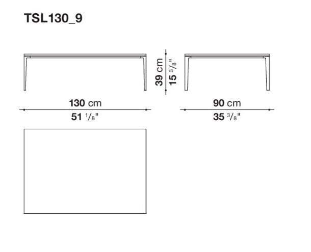 Низкий прямоугольный журнальный столик с кованой зеркальной стальной столешницей Maxalto Soleide ARCH-00052119 - Вид №4
