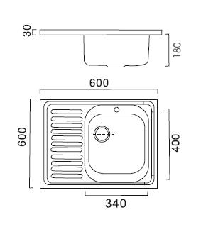 HBD6060-60 Кухонная мойка , сталь микродекор Haiba  - Вид №2