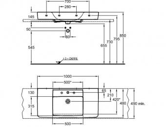 125100000 Накладная раковина на столешницу  прямоугольная Arbi  - Вид №1