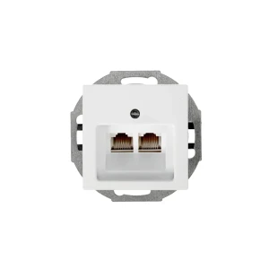 Телефонная розетка двойная встраиваемая ABB Basic 55 RJ11, цвет белый 13607055 STLM-2125603