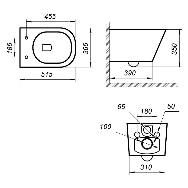 Унитаз подвесной безободковый ART&MAX MAXIMA Подвесной унитаз настенный Белый ART&MAX Maxima Китай - Вид №2