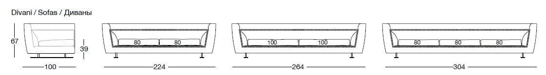 3-местный кожаный диван Longhi ARCH-00086286 - Вид №2