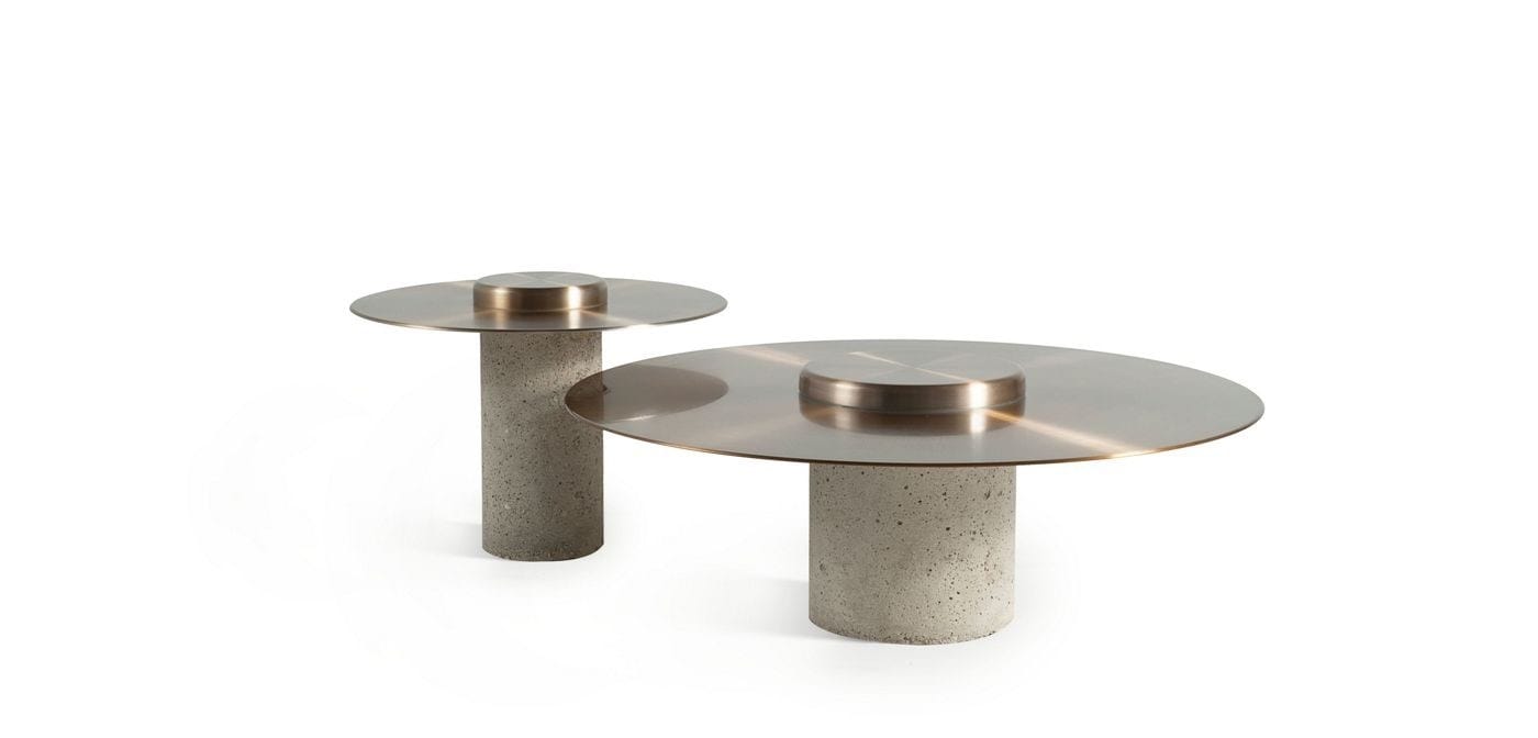 Алюминиевый и бетонный круглый низкий журнальный столик ROCHE BOBOIS CANOTIER ARCH-00115795 - Вид №2