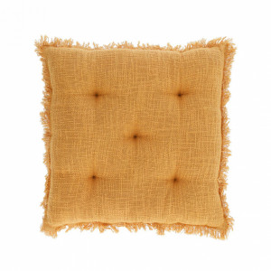 099982 Подушка для сиденья 45x45 горчичная, хлопок / бахрома La Forma Brunela