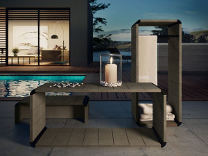 Многослойный прямоугольный садовый столик